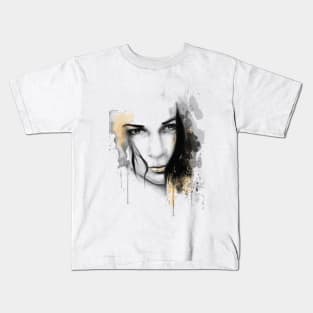 portrait of a girl with pencil Kids T-Shirt